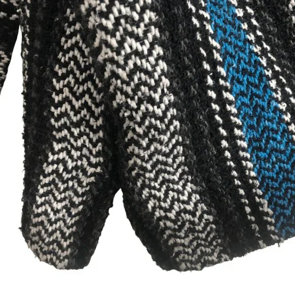 Baja Joe Sweater Men's Large Grey & Blue Hoodie Knit Poncho Long Sleeve Pockets. - Picture 3 of 7